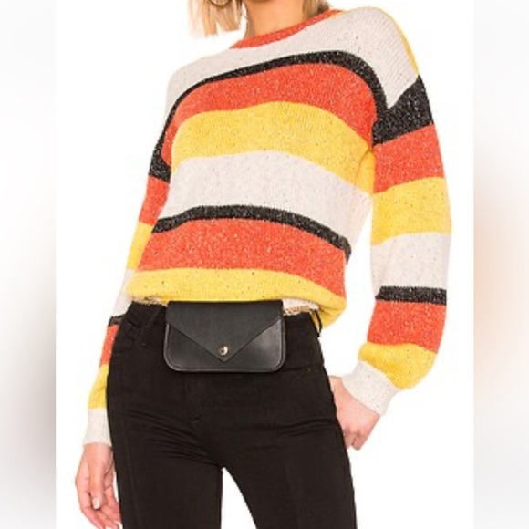Tularosa Veni Crew Angora Blend Sweater in Orange Stripe - Picture 1 of 8